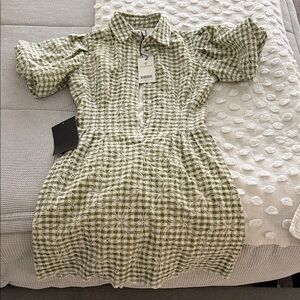 Tuckernuck Olive Checkered Mini Dress